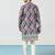 Purple cotton blend kurta for men with ethnic motifis print