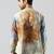 Cream cotton blend short kurta for men with printed design