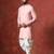 Peach cotton blend kurta for men with solid print