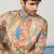 Beige cotton blend kurta for men with ombre print