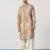 Beige cotton blend kurta for men with ombre print