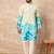 Cream cotton blend kurta for men with ombre print