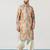 Beige cotton blend kurta for men with ombre print