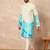 Cream cotton blend kurta for men with ombre print