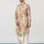 Beige cotton blend kurta for men with ombre print