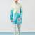 Cream cotton blend kurta for men with ombre print