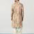 Beige cotton blend kurta for men with ombre print
