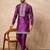 Purple silk blend kurta set for men with daman embroidered work