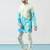 Cream cotton blend kurta for men with ombre print
