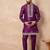 Purple silk blend kurta set for men with daman embroidered work