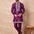 Purple silk blend kurta set for men with daman embroidered work