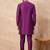 Purple silk blend kurta set for men with daman embroidered work