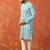 Sky blue cotton blend kurta for men with printed design