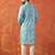 Sky blue cotton blend kurta for men with printed design