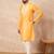 Yellow cotton blend kurta for men with embellished beads work