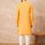 Yellow cotton blend kurta for men with embellished beads work