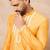 Yellow cotton blend kurta for men with embellished beads work