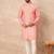 Orange cotton blend kurta for men with zig zag print