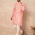 Orange cotton blend kurta for men with zig zag print