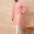 Orange cotton blend kurta for men with zig zag print