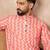 Orange cotton blend kurta for men with zig zag print