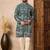 Green cotton blend kurta for men with printed design