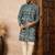 Green cotton blend kurta for men with printed design