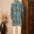 Green cotton blend kurta for men with printed design