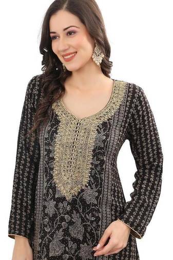 A line dress with golden jari thread work Embroidery