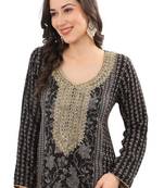 A line dress with golden jari thread work Embroidery