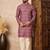 Red cotton blend kurta for men with printed design