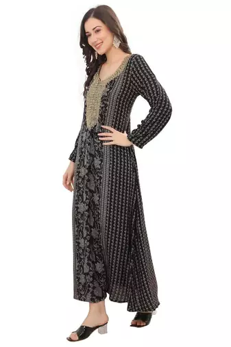 A line dress with golden jari thread work Embroidery