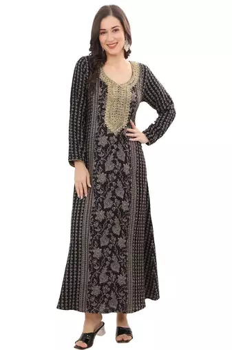 A line dress with golden jari thread work Embroidery