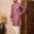 Red cotton blend kurta for men with printed design
