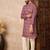Red cotton blend kurta for men with printed design