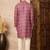 Red cotton blend kurta for men with printed design