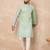 Green cotton blend kurta for men with zig zag print