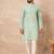 Green cotton blend kurta for men with zig zag print