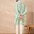Green cotton blend kurta for men with zig zag print