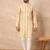 Yellow cotton blend kurta for men with zig zag print