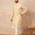 Yellow cotton blend kurta for men with zig zag print