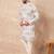 White cotton blend kurta for men with printed design