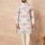 White cotton blend kurta for men with printed design
