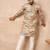 Beige cotton blend kurta for men with ethnic motifis print