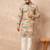 Beige cotton blend kurta for men with ethnic motifis print