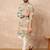 Beige cotton blend kurta for men with ethnic motifis print