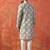 Green cotton blend kurta for men with printed design