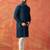 Blue cotton blend kurta for men with embroidered work