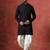 Black cotton blend kurta for men with solid print