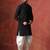 Black cotton blend kurta for men with solid print